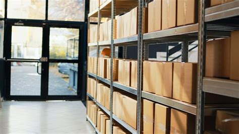 Premium Photo Empty Storage Room With Packages On Depot Racks