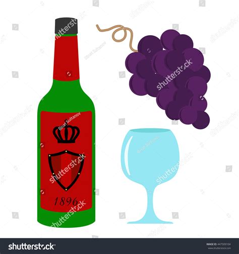 Wine Set Illustration Bottle Royal Wine Stock Vector Royalty Free