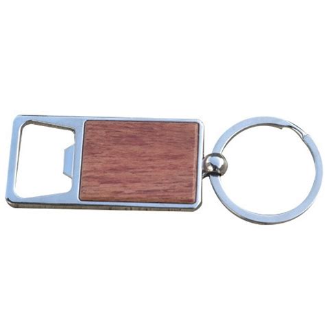 Bottle Opener Wood Metal Keychain Giftarget Inc