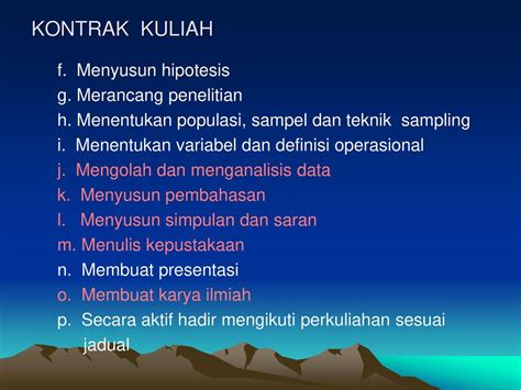 Kontrak Kuliah Nama Mata Kuliah Praktikum Metodologi Penelitian Ppt