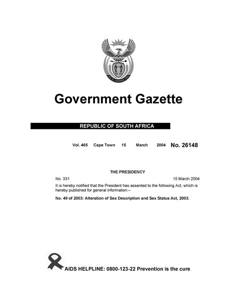 The Alteration Of Sex Description And Sex Status Act 49 Of 2003