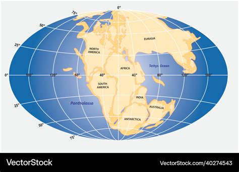 Map of pangea Royalty Free Vector Image - VectorStock