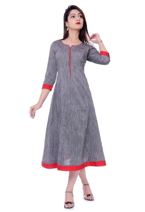 Buy Womens Solid Cotton Anarkali Kurti Code 3ccn Online From