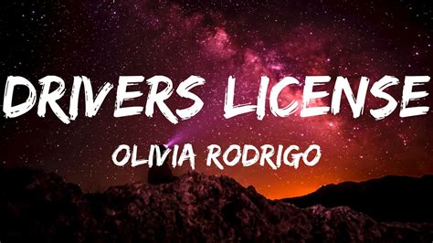 Olivia Rodrigo Drivers License Lyrics YouTube