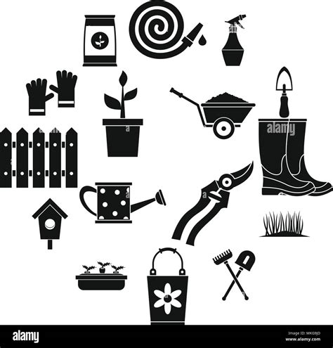 Gardening Icons Set Simple Style Stock Vector Image Art Alamy