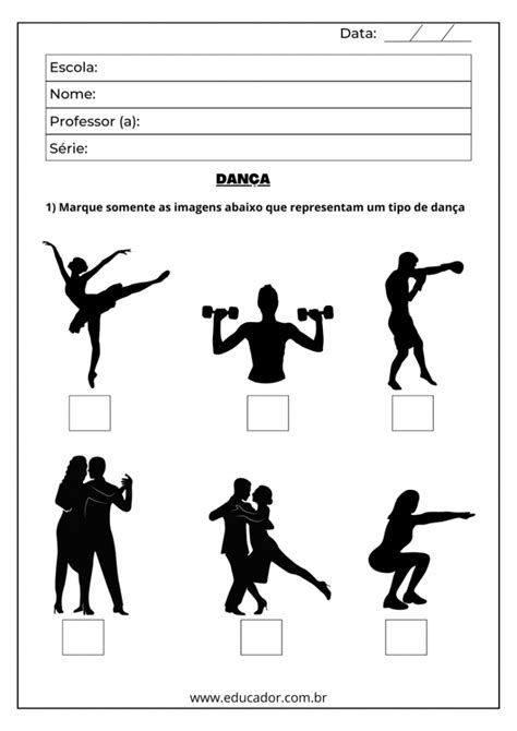 Atividade sobre Dança Movimentos e músicas para trabalhar nas aulas