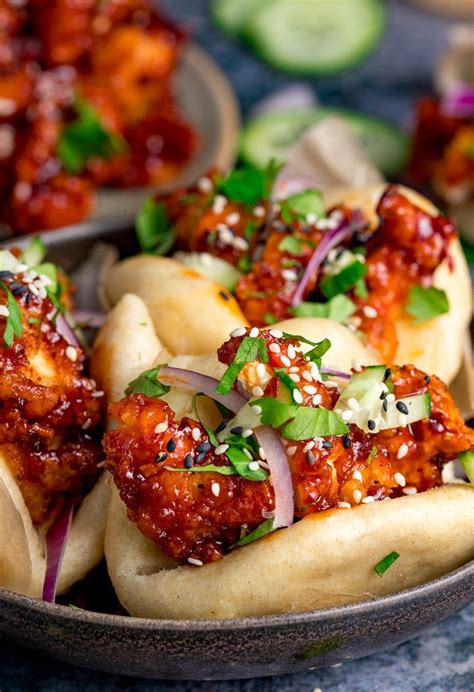 Korean Chicken Bao Foft And Fluffy Steamed Mini Bao Buns Filled With