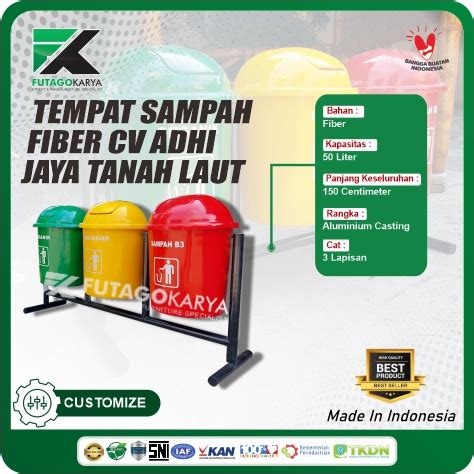 Tempat Sampah 3 Warna Bahan Fiber Futago Karya