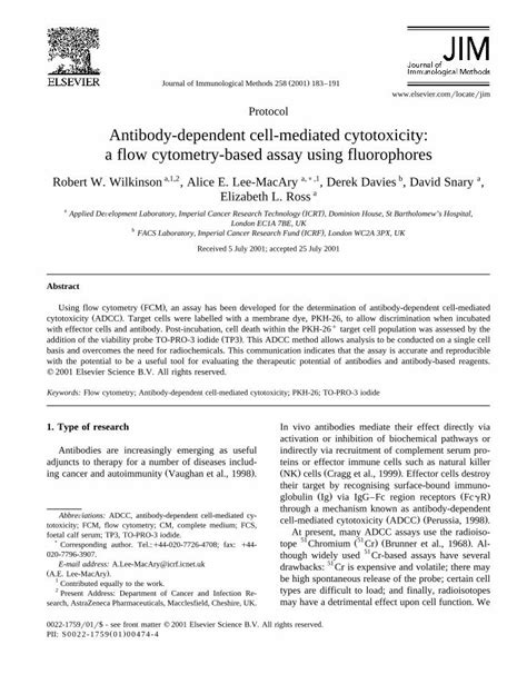 (PDF) Antibody-dependent cell-mediated cytotoxicity: a flow cytometry ...