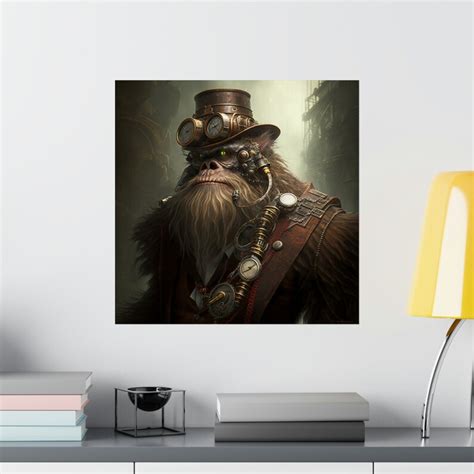 Steampunk Sasquatch Poster Bigfoot Steampunk Wall Art Bigfoot