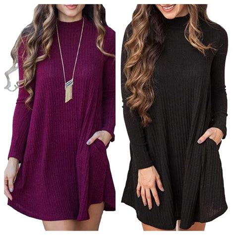 Long Sleeve Shift Sweater Dress Inspired Beauty