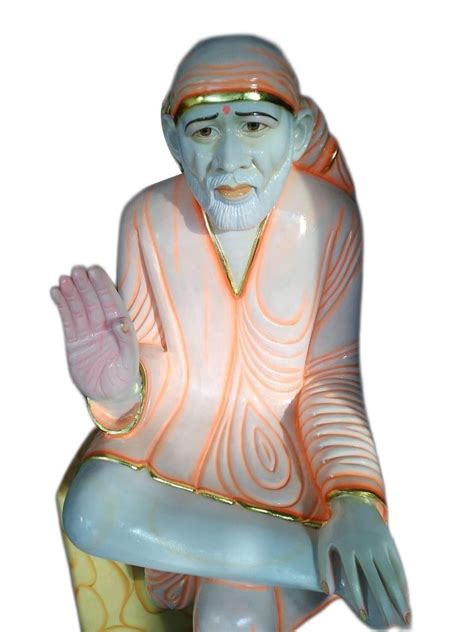 Orange And White Painted Marble Lord Sai Baba Statue For Worship Size