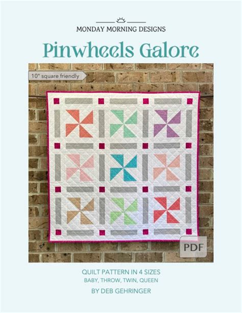 Digital Pinwheels Galore Quilt Pdf Pattern Pinwheel Quilt Pattern