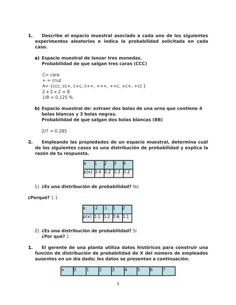 Tarea 1 Estadistica Describe El Espacio Muestral Asociado A Cada Uno