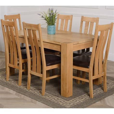 Kuba Medium Oak Dining Table With 6 Princeton Oak Chairs Oak Furniture King