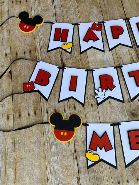 Mickey Mouse Inspired Birthday Banner Happy Birthday Banner Mickey