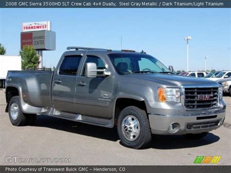 Steel Gray Metallic 2008 Gmc Sierra 3500hd Slt Crew Cab 4x4 Dually