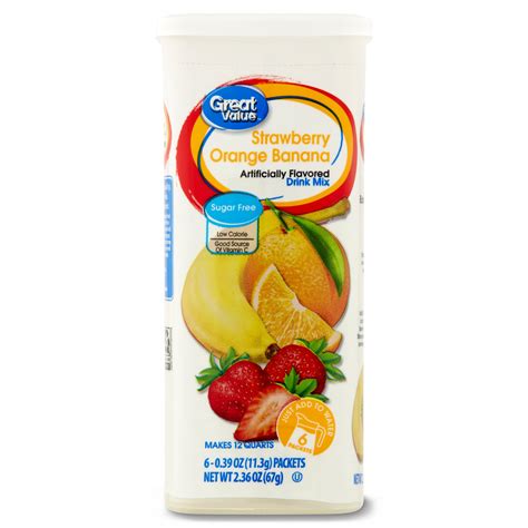 Great Value Strawberry Orange Banana Drink Mix 0 4 Oz 6 Count