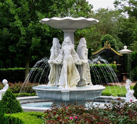 French style three women white marble outdoor fountain statue for garden