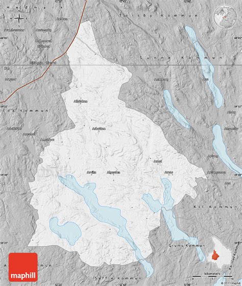 Gray Map of Arvika Kommun