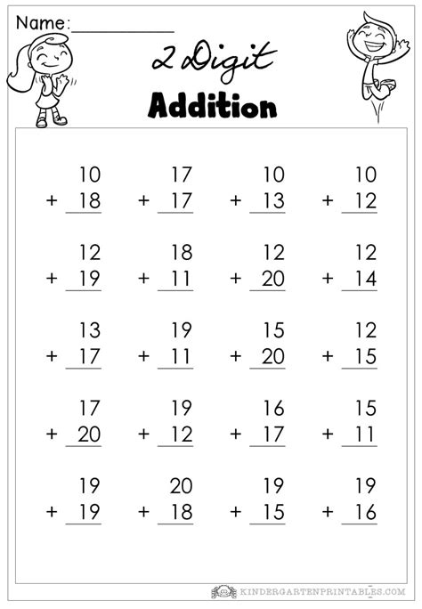 Adding 2 Digit Numbers Worksheets