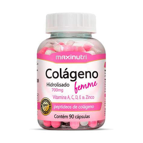 Colágeno Femme Vitaminas a c d e Zinco 90 Cápsulas Maxinutri Submarino