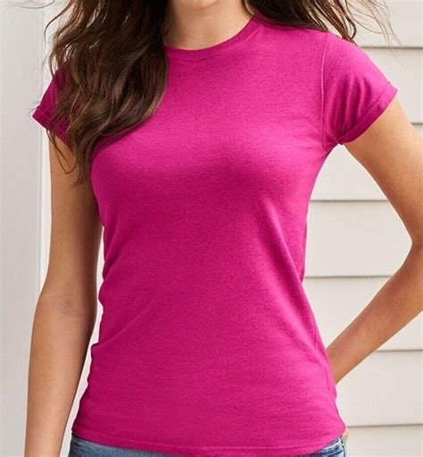 Gildan Softstyle Ladies Fitted Ringspun T Shirt Sizes S Xxl Fuchsia