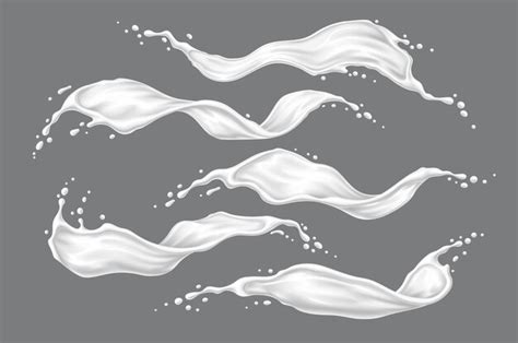 Premium Vector White Milk Cream Or Yogurt Wave Flow Splashes