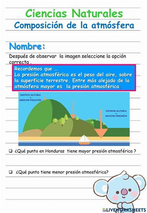 Conozcamos La Atmósfera Worksheet Live Worksheets