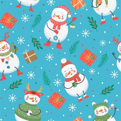 Cute Snowmen Seamless Pattern Royalty Free Vector Image