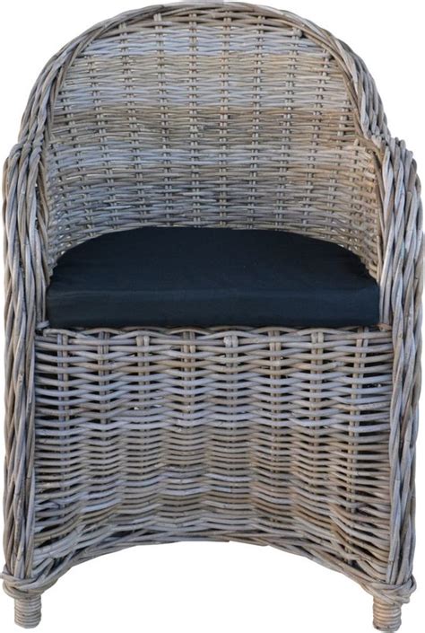 Rotan Stoel Kubu Grey Met Zwart Kussen Set Van Stoelen Bol