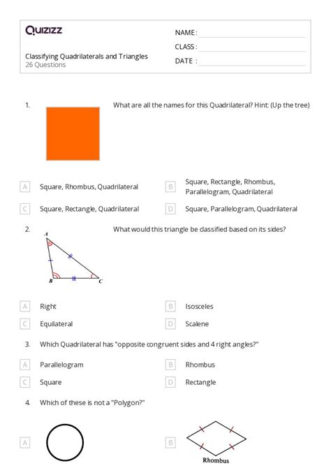 50 Classifying Quadrilaterals Worksheets For 4th Grade On Quizizz