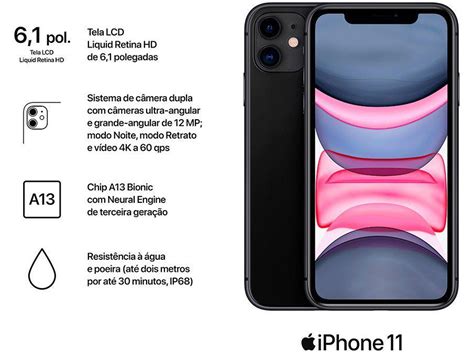 IPhone 11 Apple 128GB Preto 6 1 12MP IOS IPhone 11 Magazine Luiza