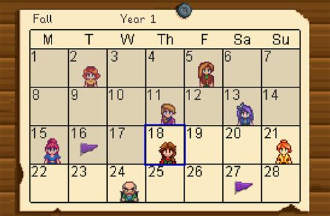 Retrovolve - Stardew Valley: Calendar of Important Dates