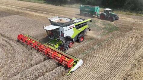 Claas Lexion Tt Am Weizen Dreschen Abfahrer Fendt Mit Ein