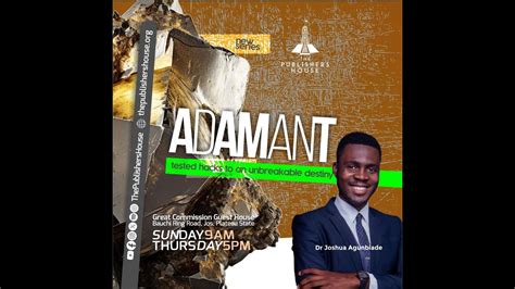 Dr Joshua Agunbiade Adamant Foundations Th April