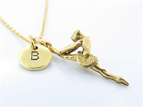 Ballerina Necklace Ballerina Girl Antique Gold Dancer