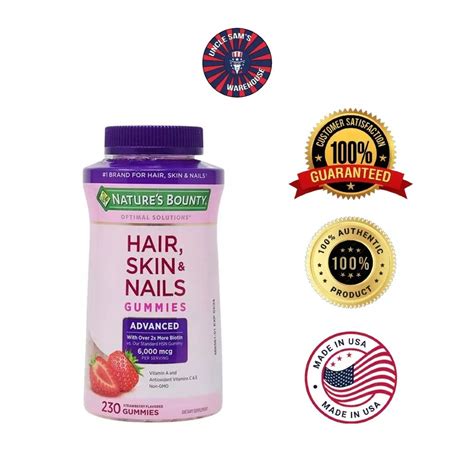 Nature S Bounty Hair Skin Nails Gummies 230 Pcs Strawberry Flavored