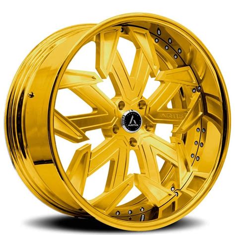 26 Artis Forged Wheels Lafayette Brushed Gold Face With Gold Over