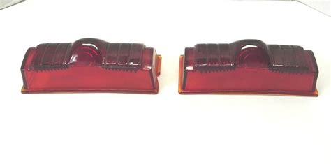 VINTAGE 1946 1947 1948 DESOTO TAIL LIGHT LENS PAIR GLASS RED DEH PRE