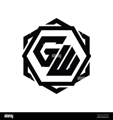 Gw Logo Monogram Hexagon Shape With Geometric Abstract Isolated Outline