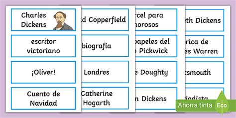 Tarjetas de vocabulario Biografía de Charles Dickens