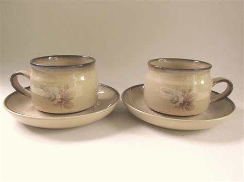 Set of 2 Denby Memories Cups and Saucers Brown-beige Rustic - Etsy