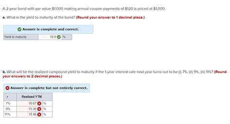 Solved A 2 Year Bond With Par Value 1000 Making Annual