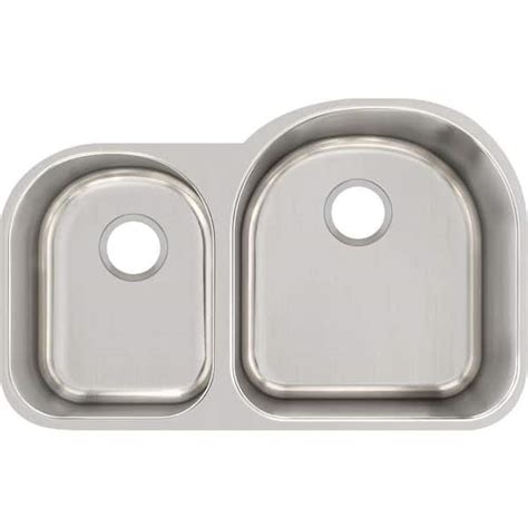 Elkay Lustertone Classic 31 In Undermount Offset 4060 Double Bowl 18 Gauge Stainless Steel