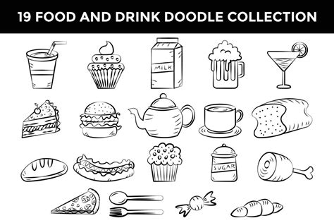 Food And Drink Doodle Hand Drawn Collection 13508388 Vector Art At Vecteezy