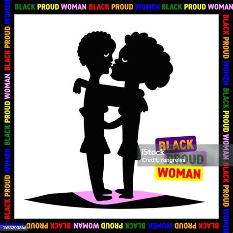 Black Pride Silhouette Of A Lesbian Couple With Frame Stock