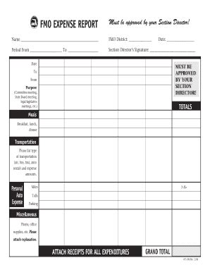 Fillable Online Fmo FMO ExpEnsE REpORt Must Be Approved By Your Section