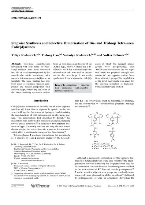 Pdf Stepwise Synthesis And Selective Dimerisation Of Bis And