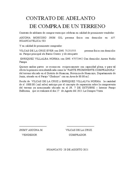 Contrato De Adelanto Pdf